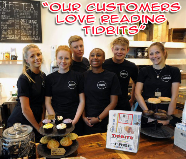 Coffee Shop Staff with Tidbits rack