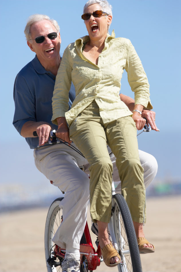 Energetic and fun Tidbits readers riding cruiser bicycle.