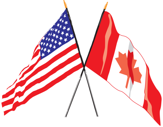 US Canadian Flag crossed